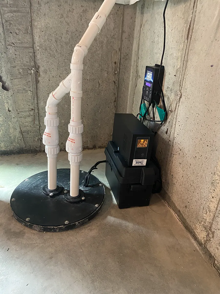 sewage ejector pump system for basement bathroom