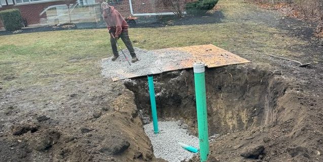 Sewer inspection locating a sewer line problem in Elgin