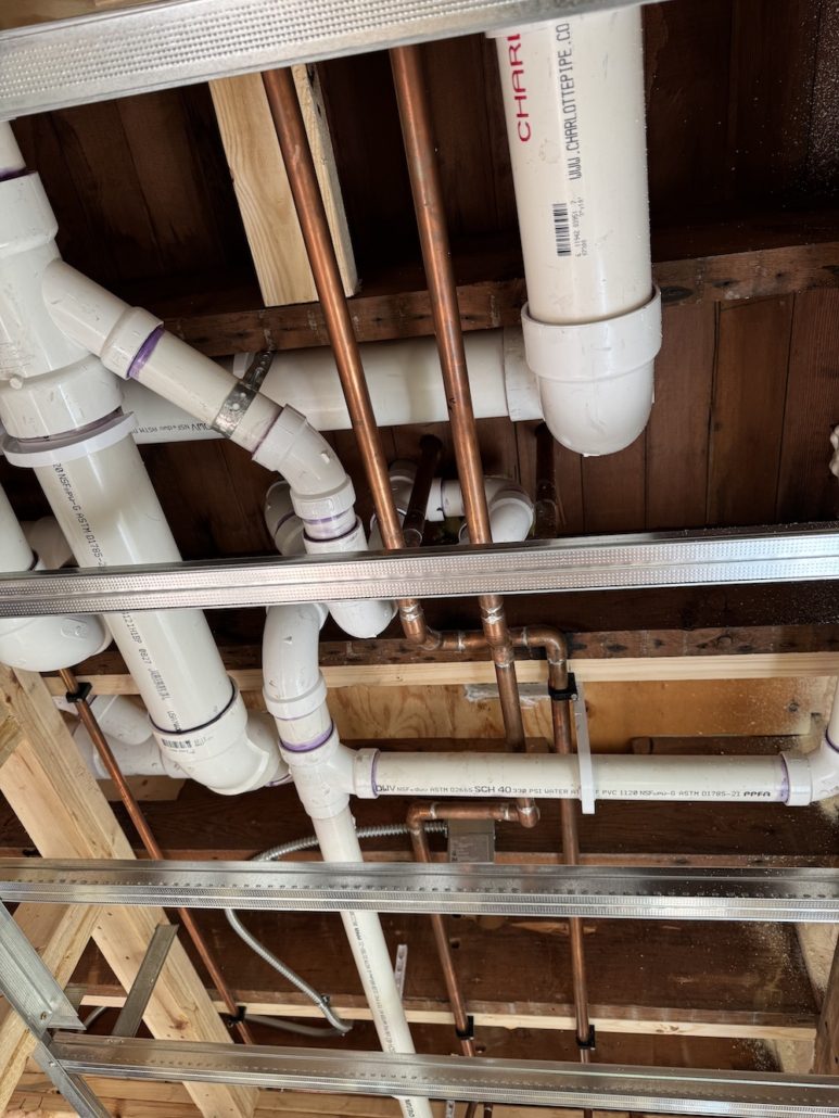 Correct pipe transition fittings for bathroom plumbing repair in Elgin IL